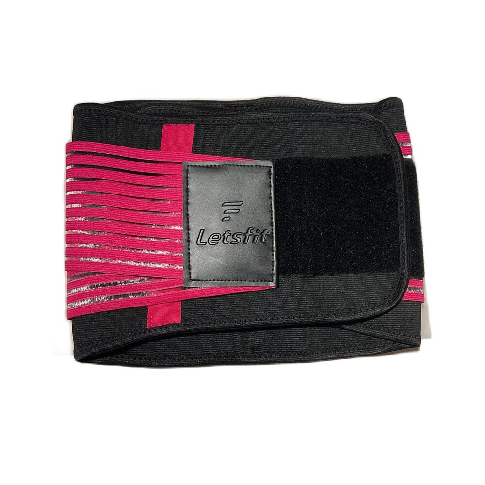 Letsfit -Pink Waist Trainer Lumber Support Belt-  Black w/ Pink Stripes